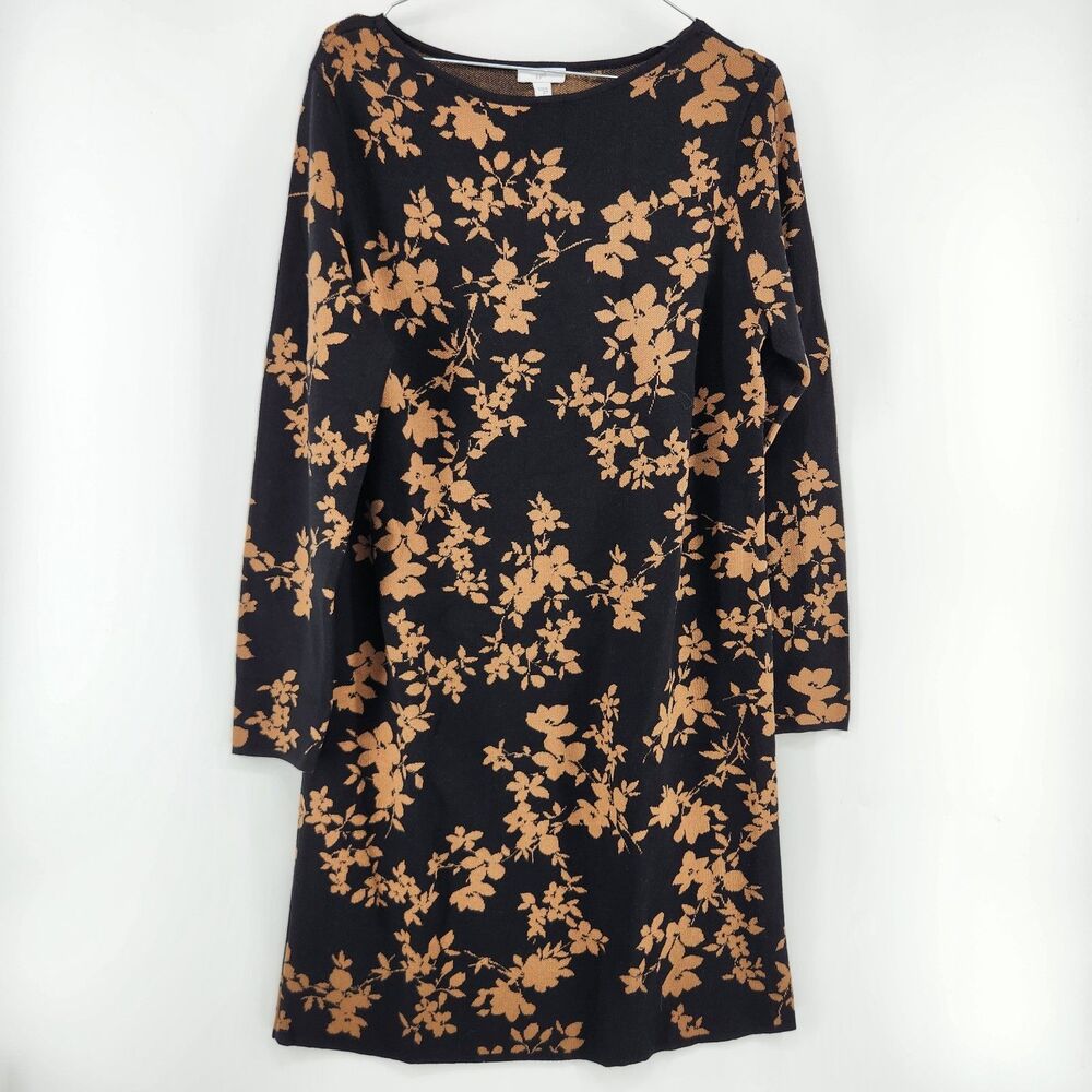 J.Jill Small Black Rattan Jacquard Sweater Dress NWT $129